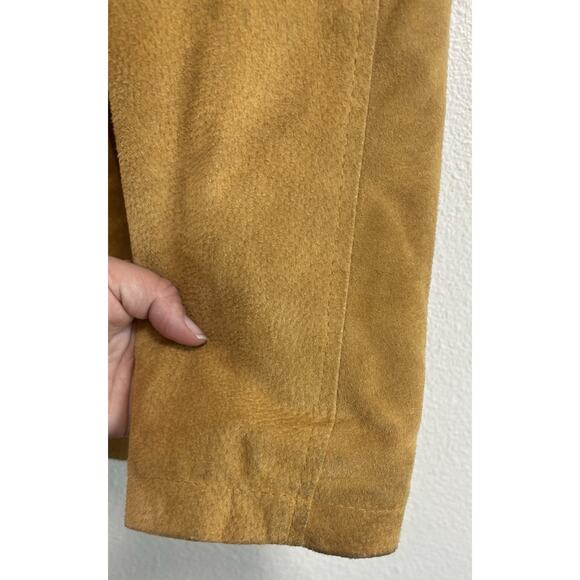 VINTAGE Leather Men’s Size L Tan Suede Jacket Boxy Zip Up 90’s Western Classic - Picture 7 of 15